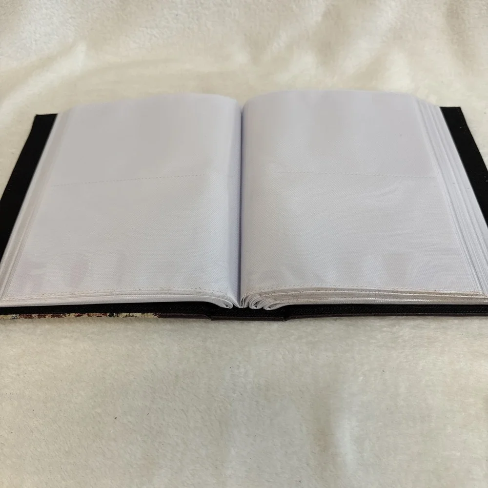 Vintage Floral Tapestry Photo Album Faux Leather Spine Burgundy 7x9